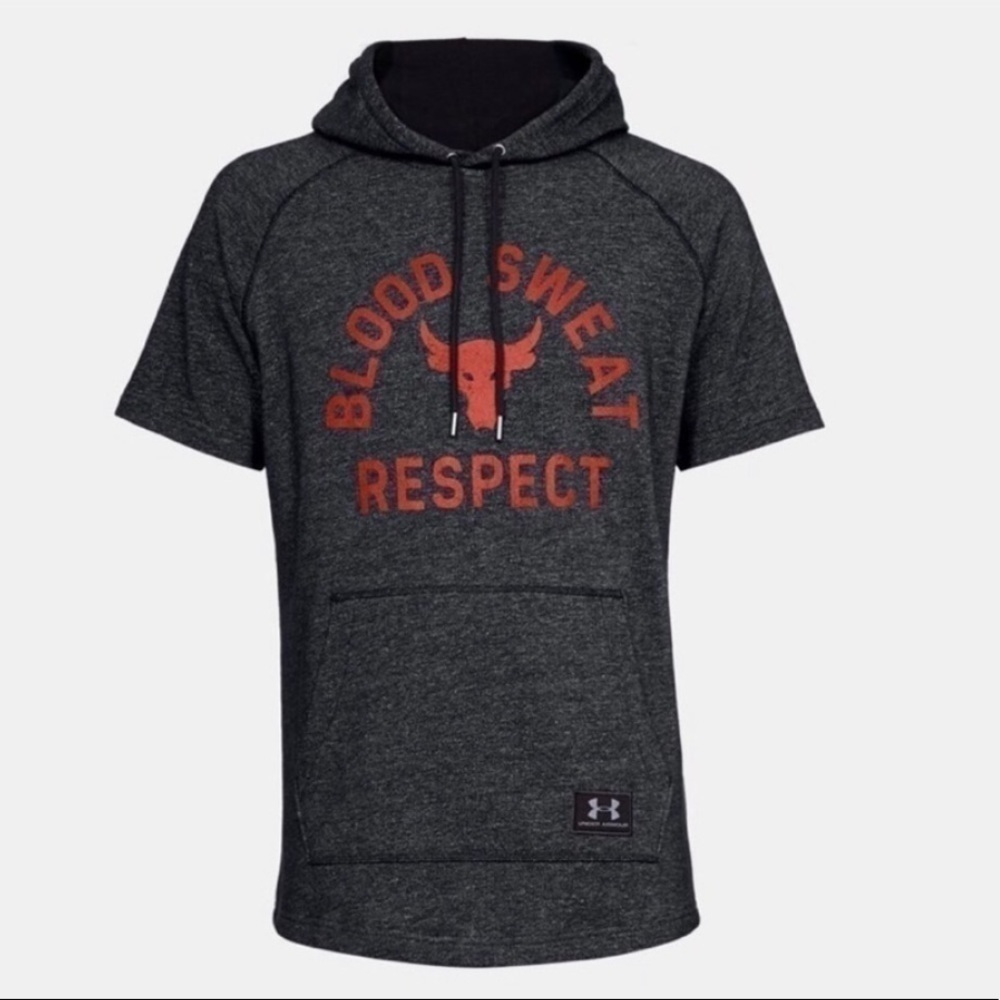NWT Under Armour Men's Project Rock Respect Short Sleeve Hoodie Sweater size S